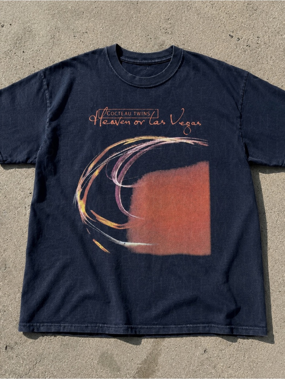 Gildan Black Cocteau Twins 'Heaven or Las Vegas' Graphic Tee with Orange Accent